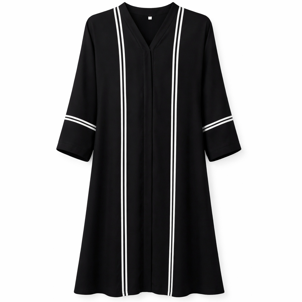 Chinese Neck - Premium Silk (White Lines)