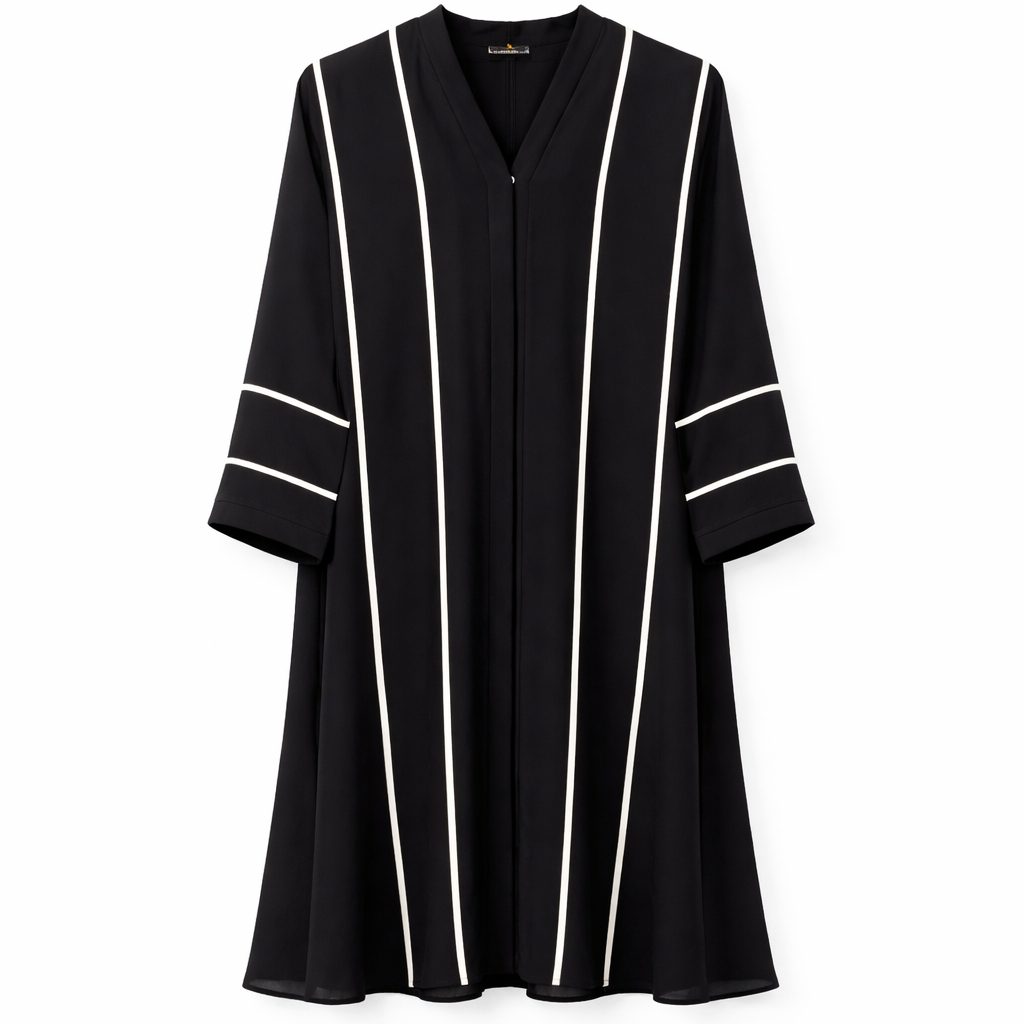 Chinese Neck - Premium Silk (White Lines)