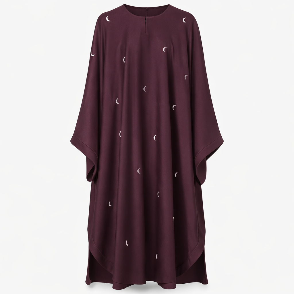 Kaftan x Moon Embroidery x Stole - Premium Silk (Plum)