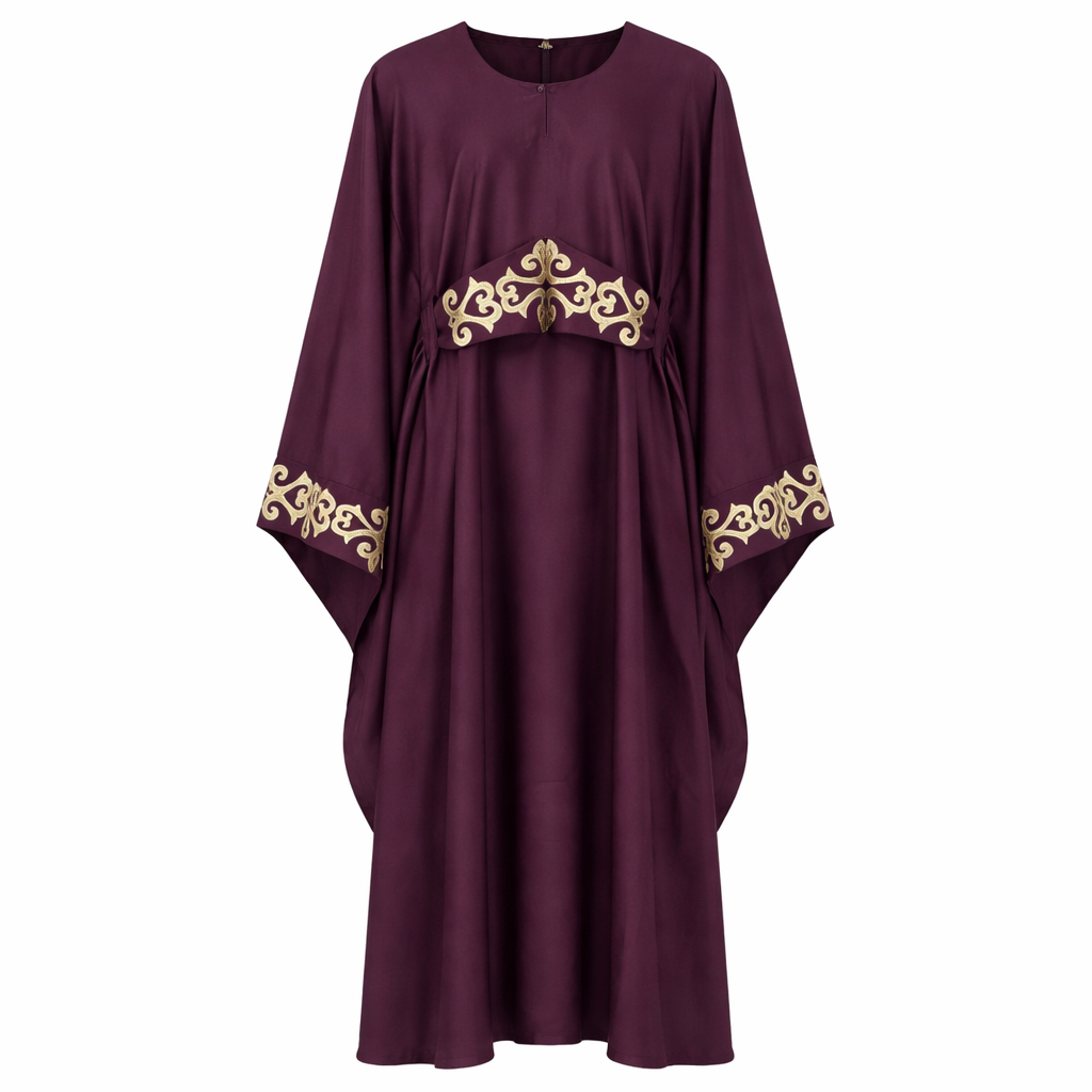 Kaftan x Embroidery x Stole - Premium Silk (Plum)