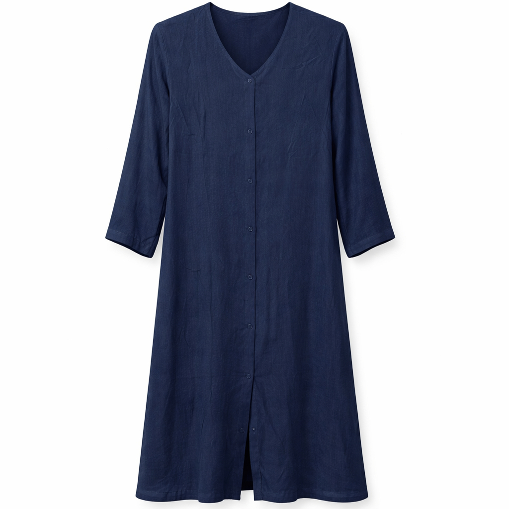 Front Open - Lawn x Self Print (Navy Blue)