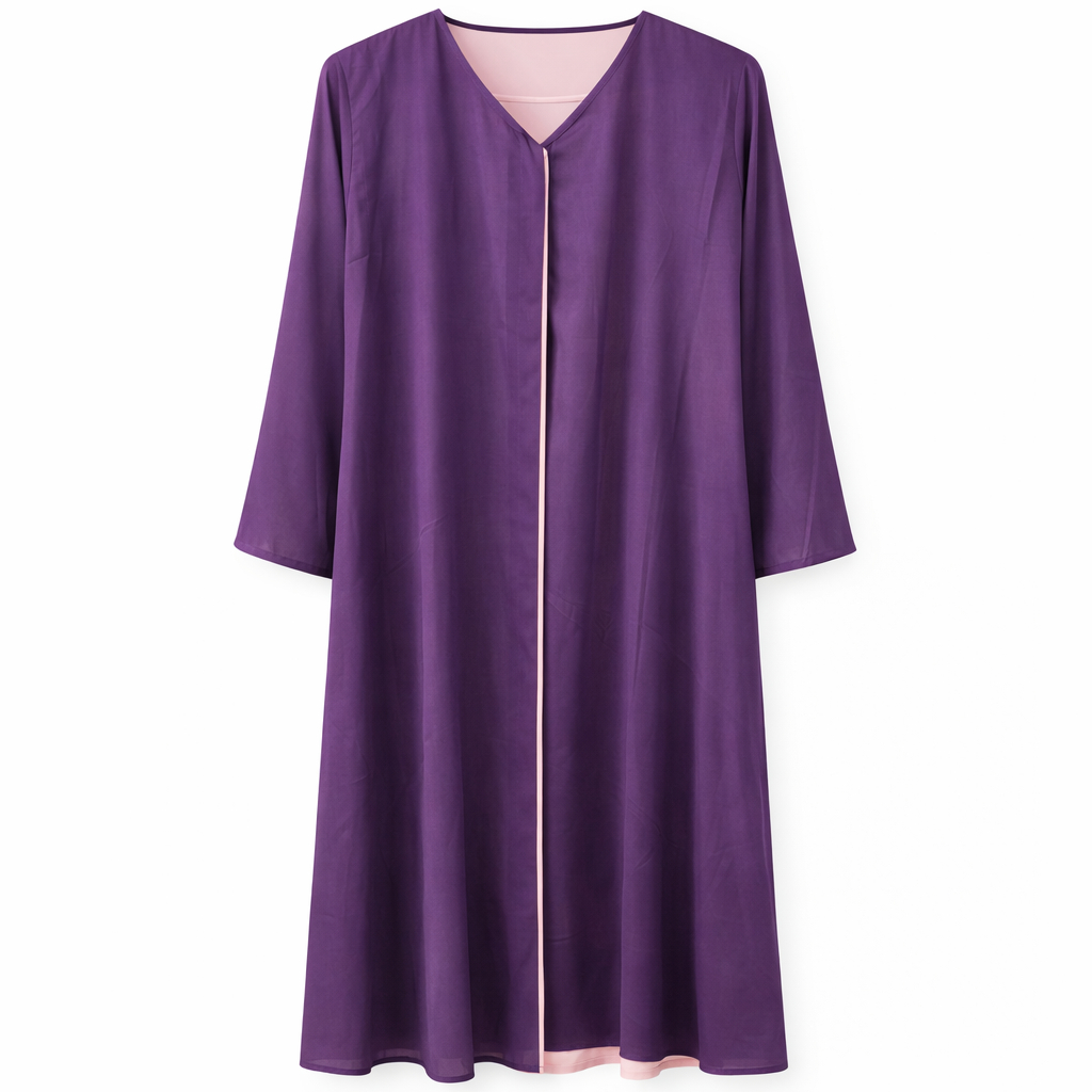 Double Front Open (Buttons Hidden) - Violet Purple x Soft Pink