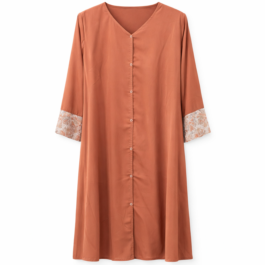 Double Front Open - Peachy Rose (Printed Cuffs)