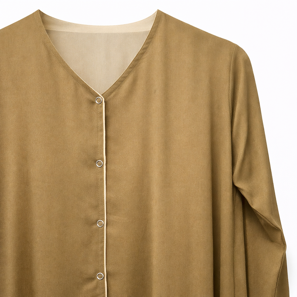 Double Front Open - Mustard Brown x Cream