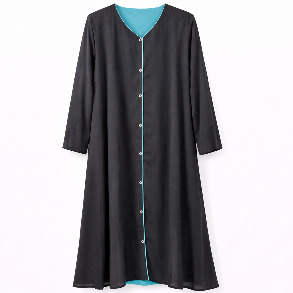 Double Front Open - Black x Aqua Blue Crinkle