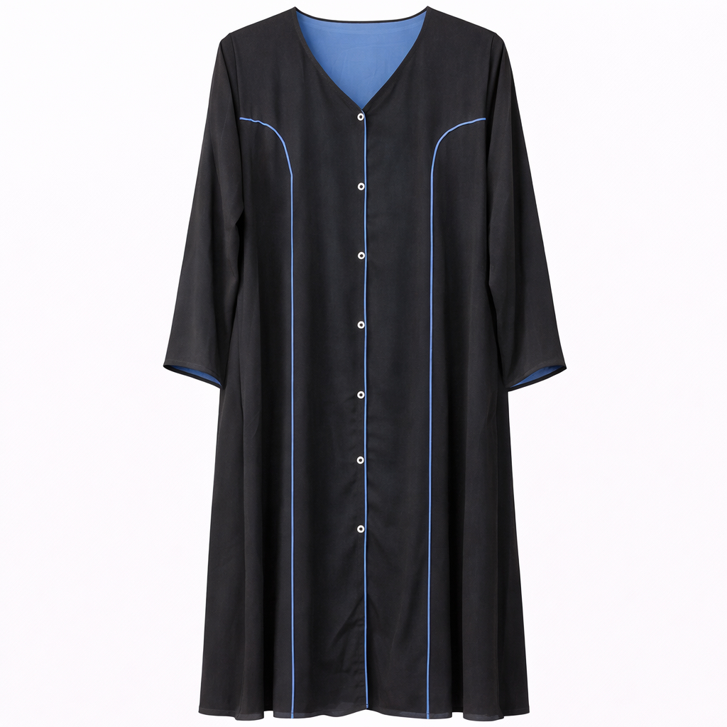 Double Front Open (Round Lines) - Black x Steel Blue