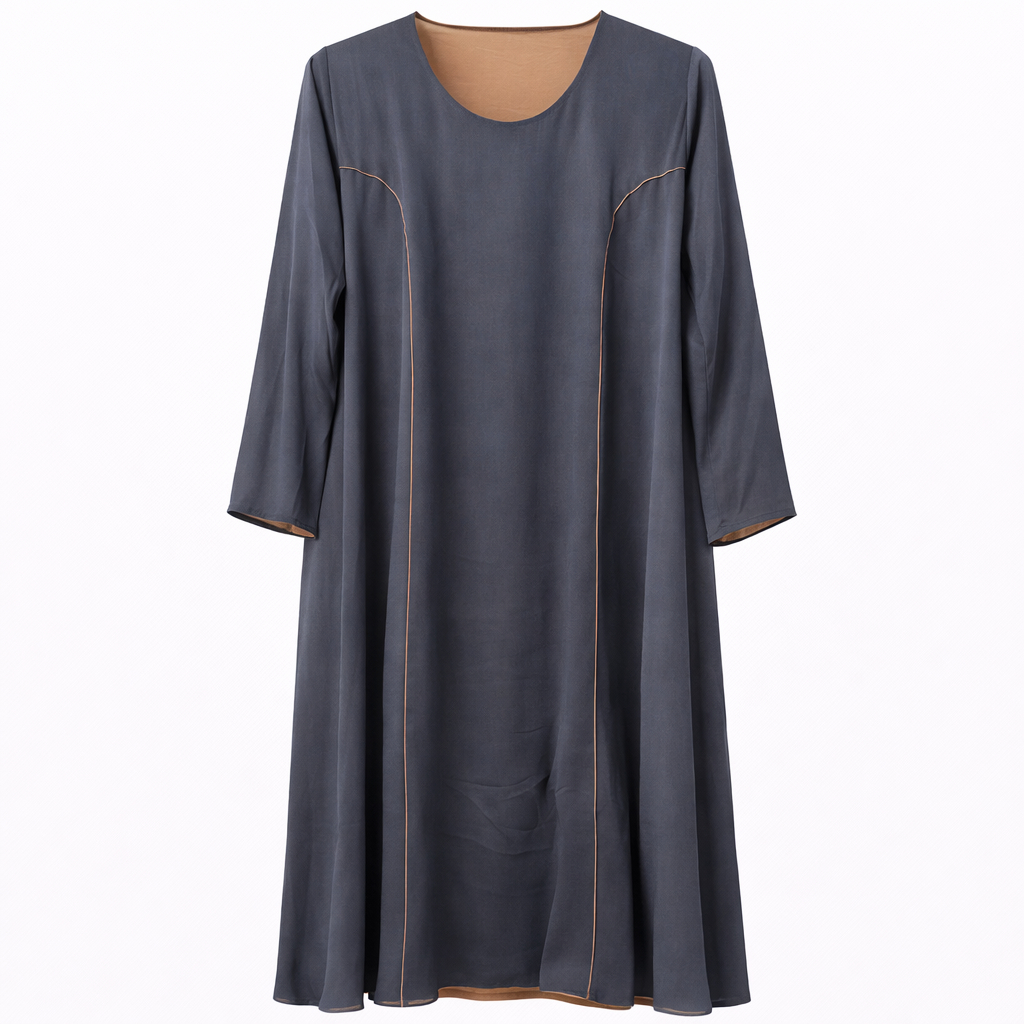 Double Closed (Round Lines) - Cocoa Brown x Dark Teal Blue