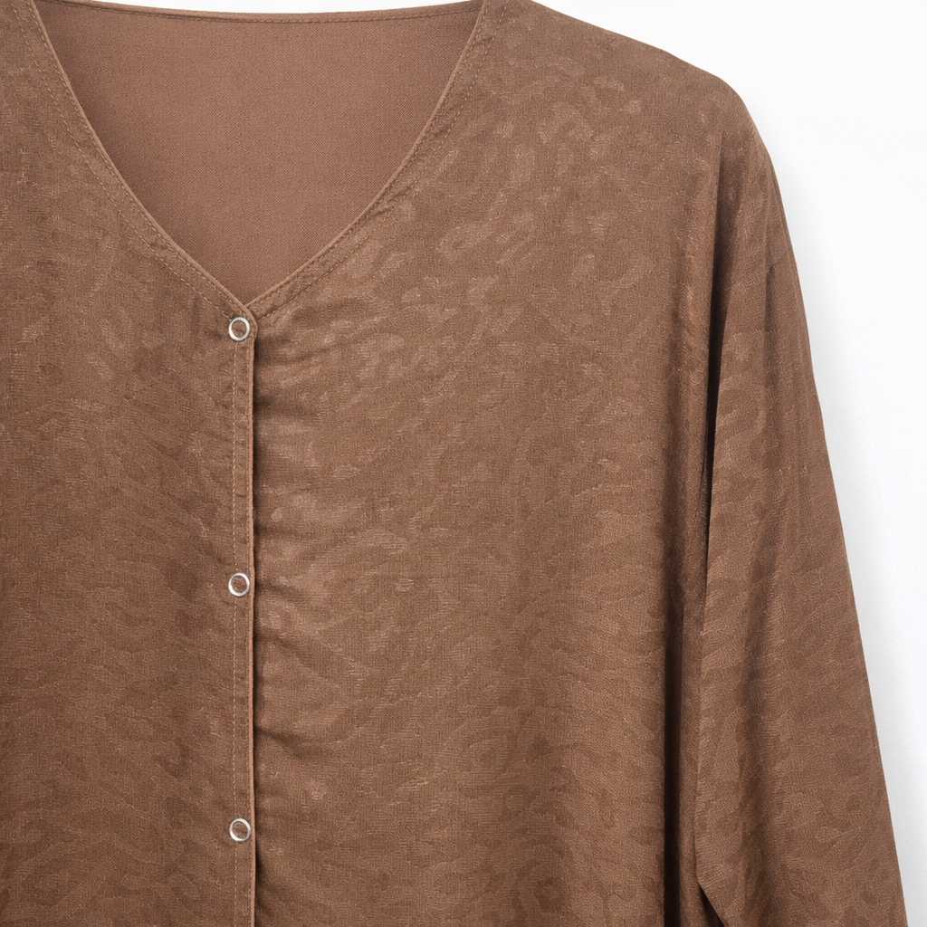 Double Front Open - Printed Brown x Dusty Peach