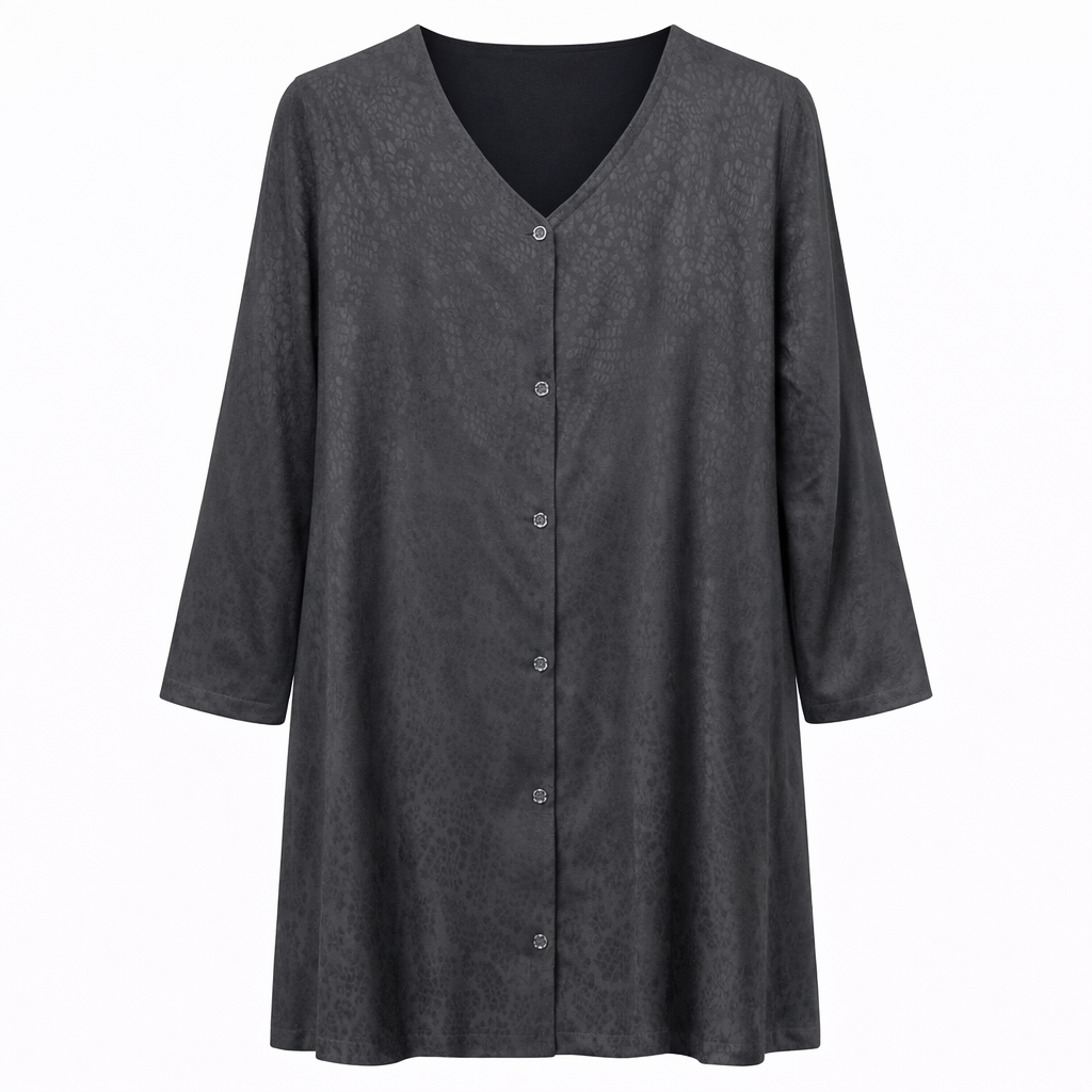 Double Front Open - Black Floral (Jacquard) x Black