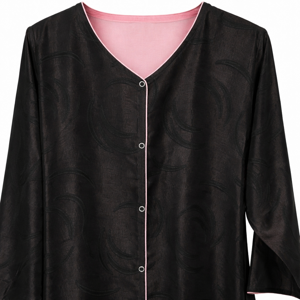 Double Front Open - Printed Black x Dusty Pink