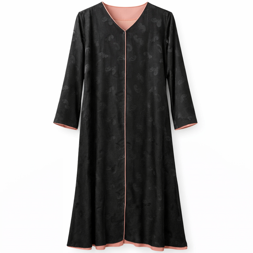 Double Front Open - Black (Jacquard Paisley) x Dusty Pink