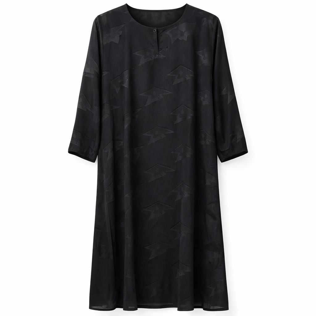 Front Closed - Black Abstract Jacquard Floral