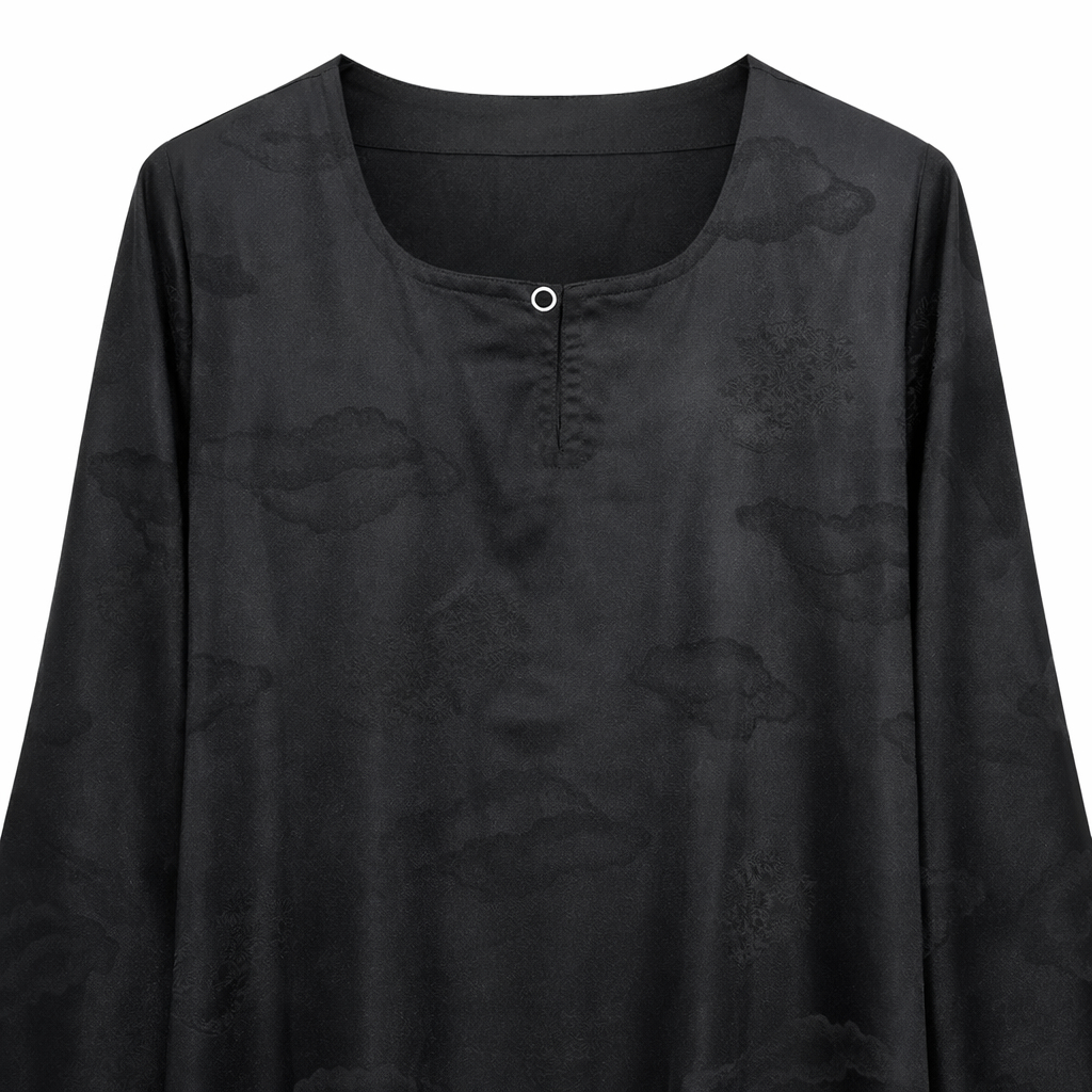 Front Closed - Black Self Jacquard Cloud