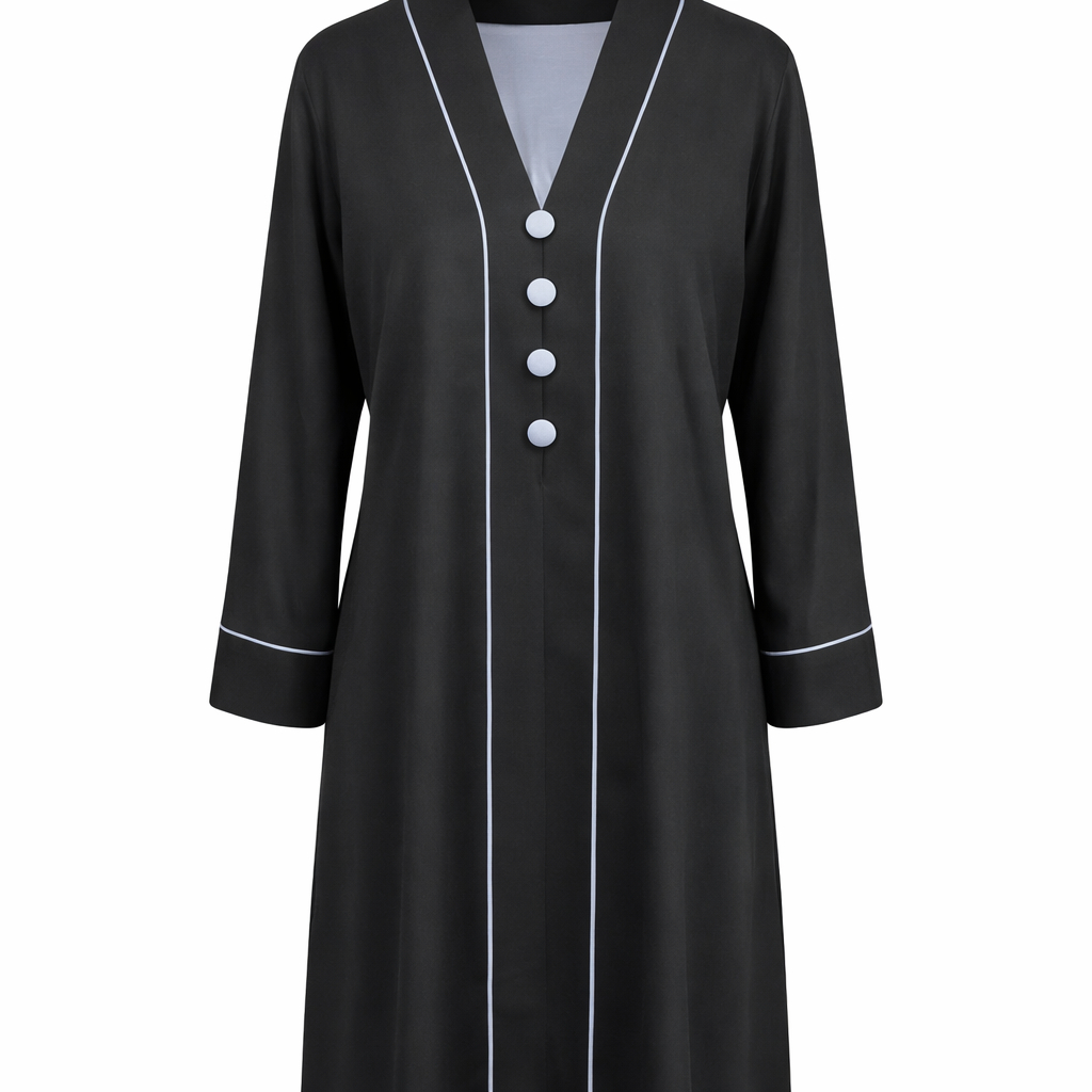 Double Four Buttons x Contrast Lines - Black x Cool Grey