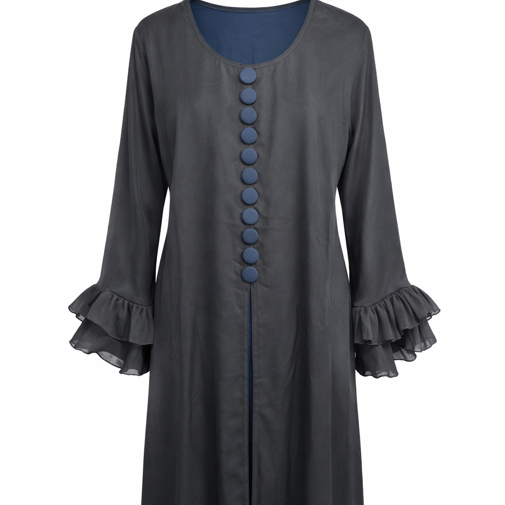 Double Four Buttons x Contrast Lines (Frill Cuffs) - Black x Deep Navy
