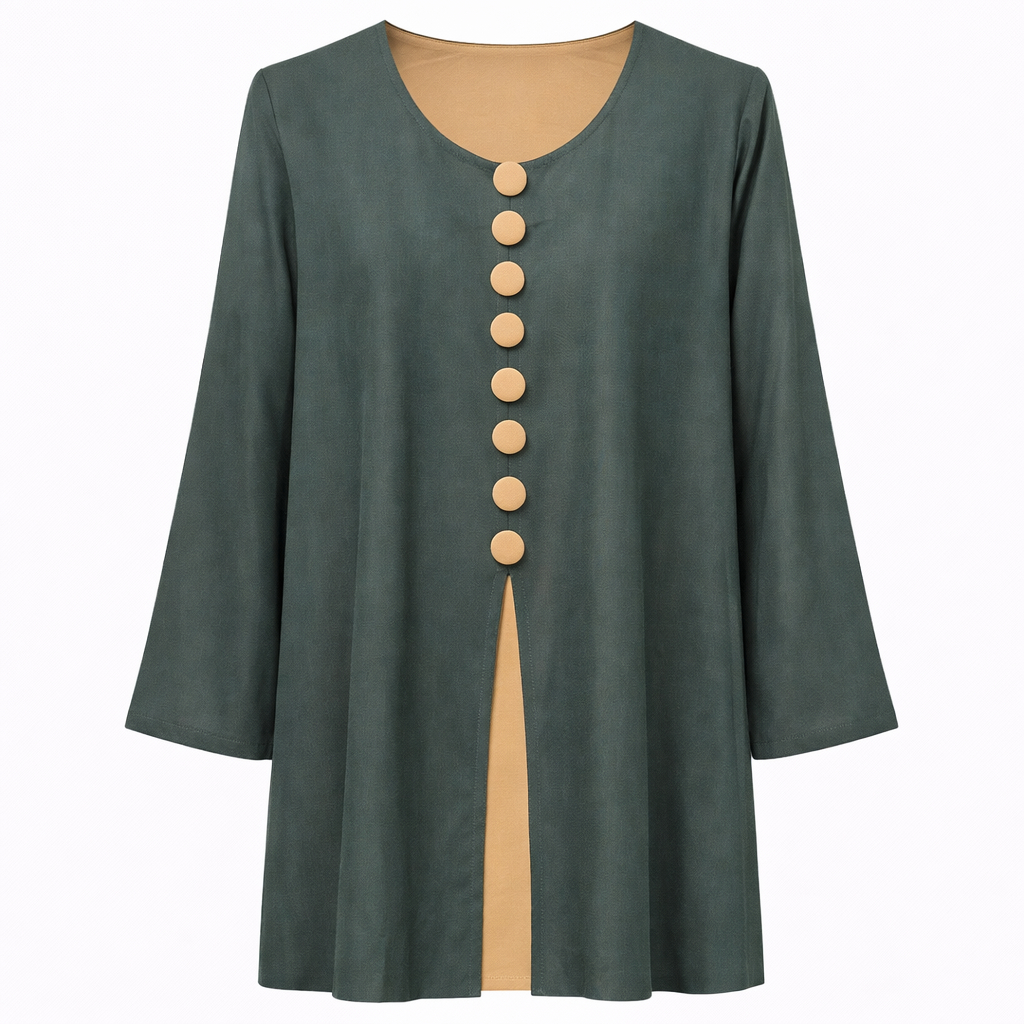 Double Closed Buttoned - Bottle Green x Mustard Beige