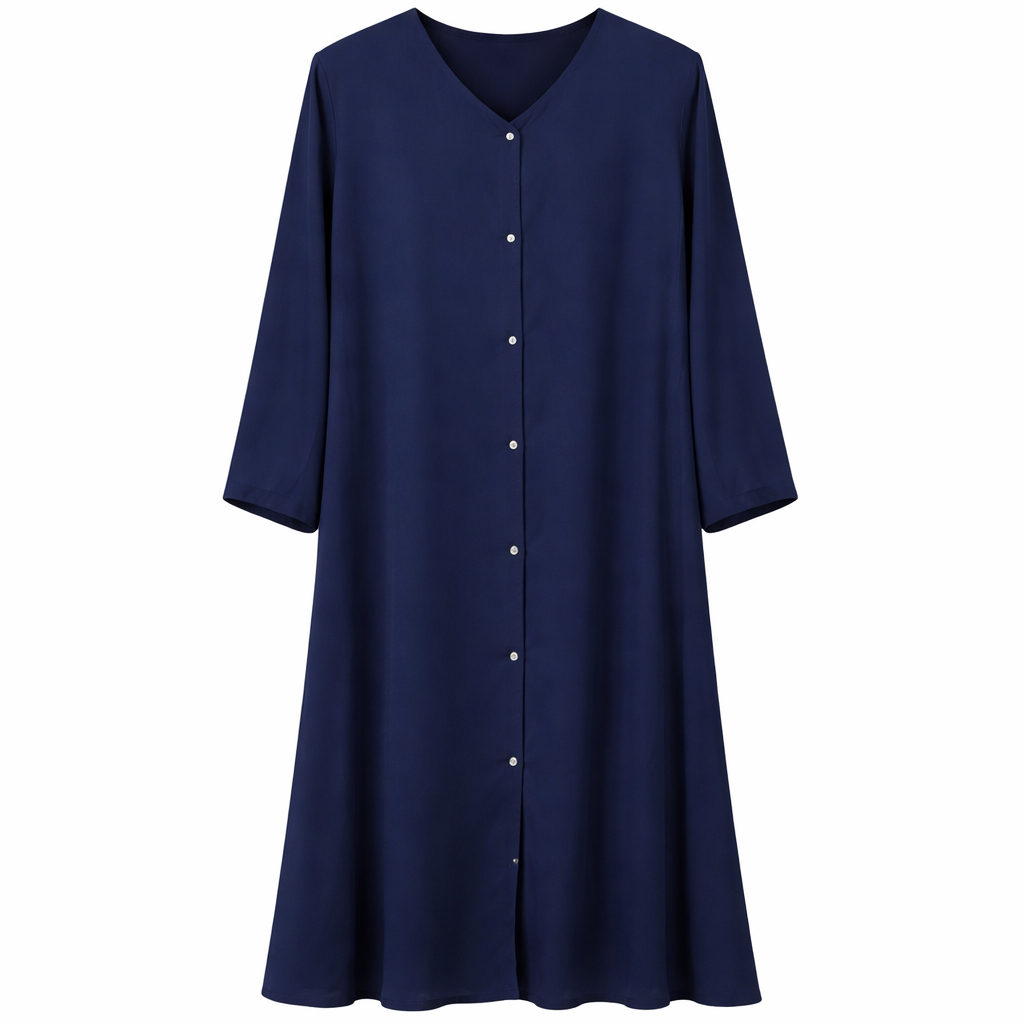 Double Front Open (Sides x Front Buttons) - Denim Blue x Soft Lavender