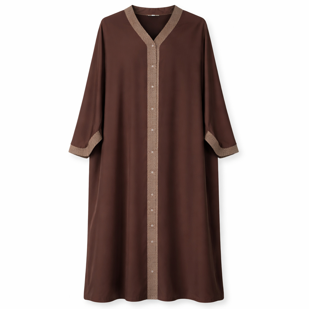 Double Kaftan - Printed Front x Chocolate Brown