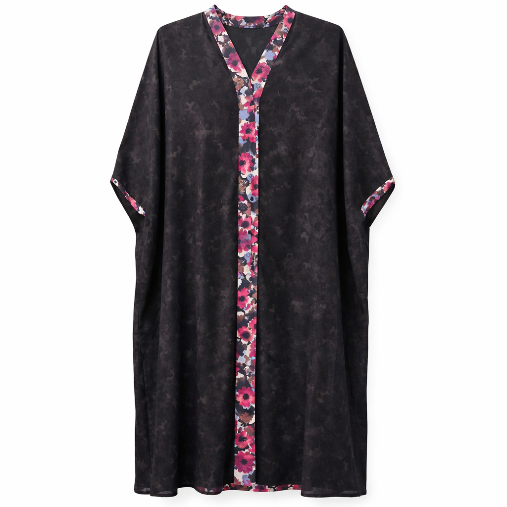 Double Kaftan - Printed Floral x Black