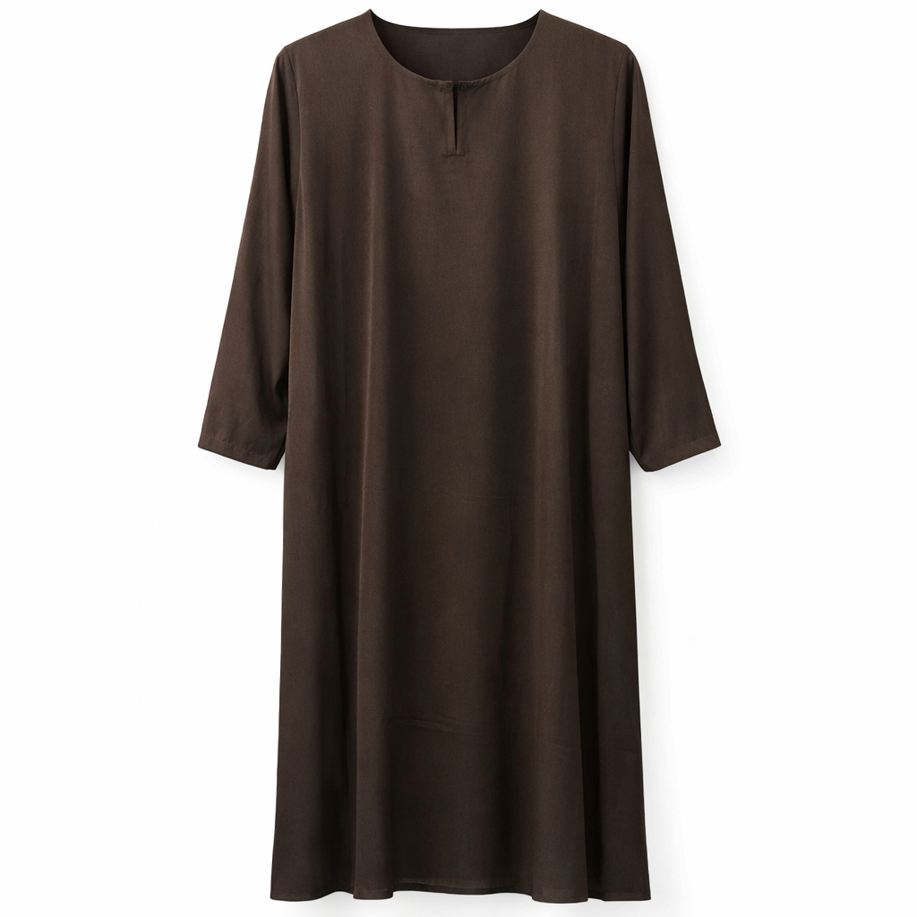 Front Closed - Crinkle Silk (Cocoa Brown) x Straight Lines