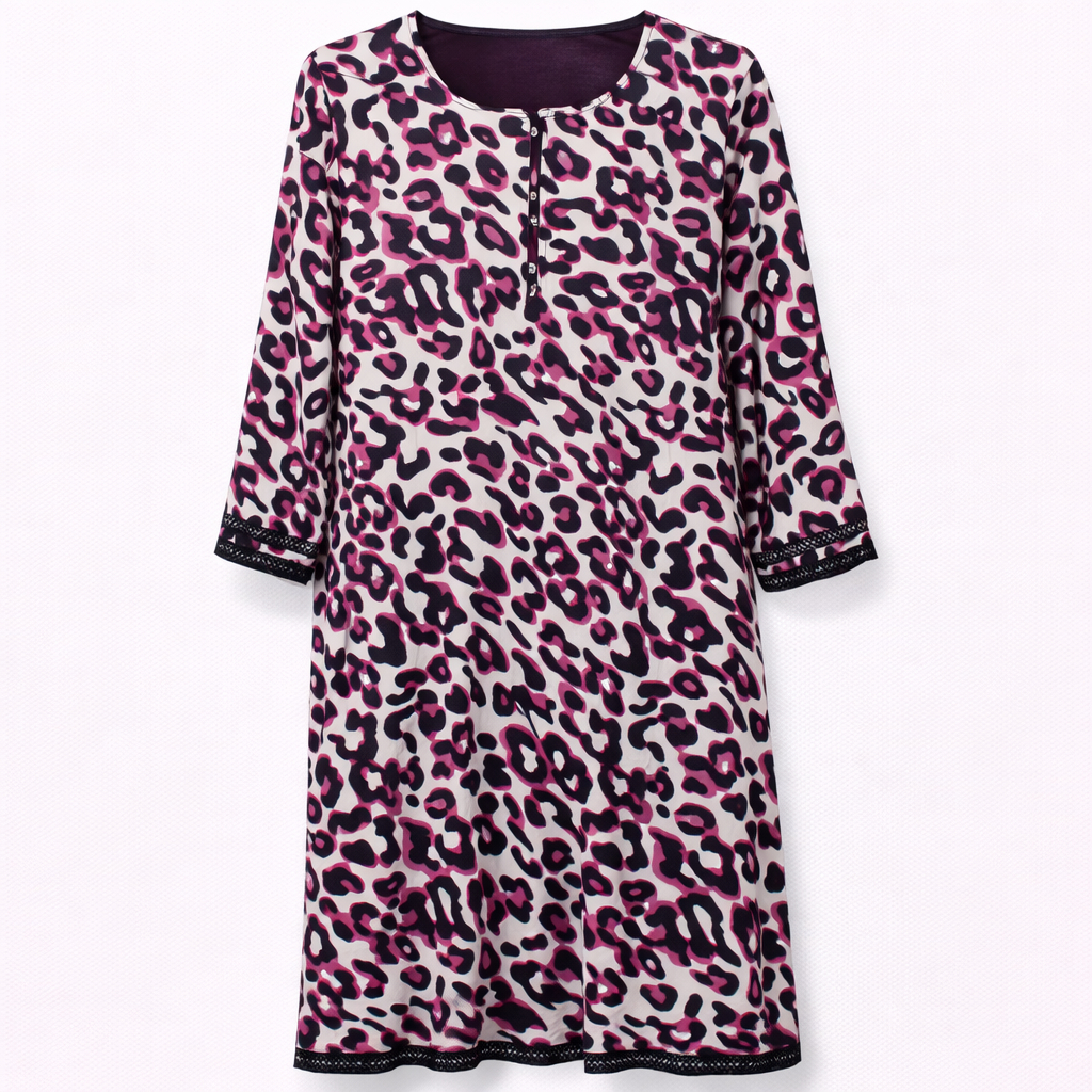 Front Closed -Lawn x Lace (Printed Leopard Pink x Maroon)