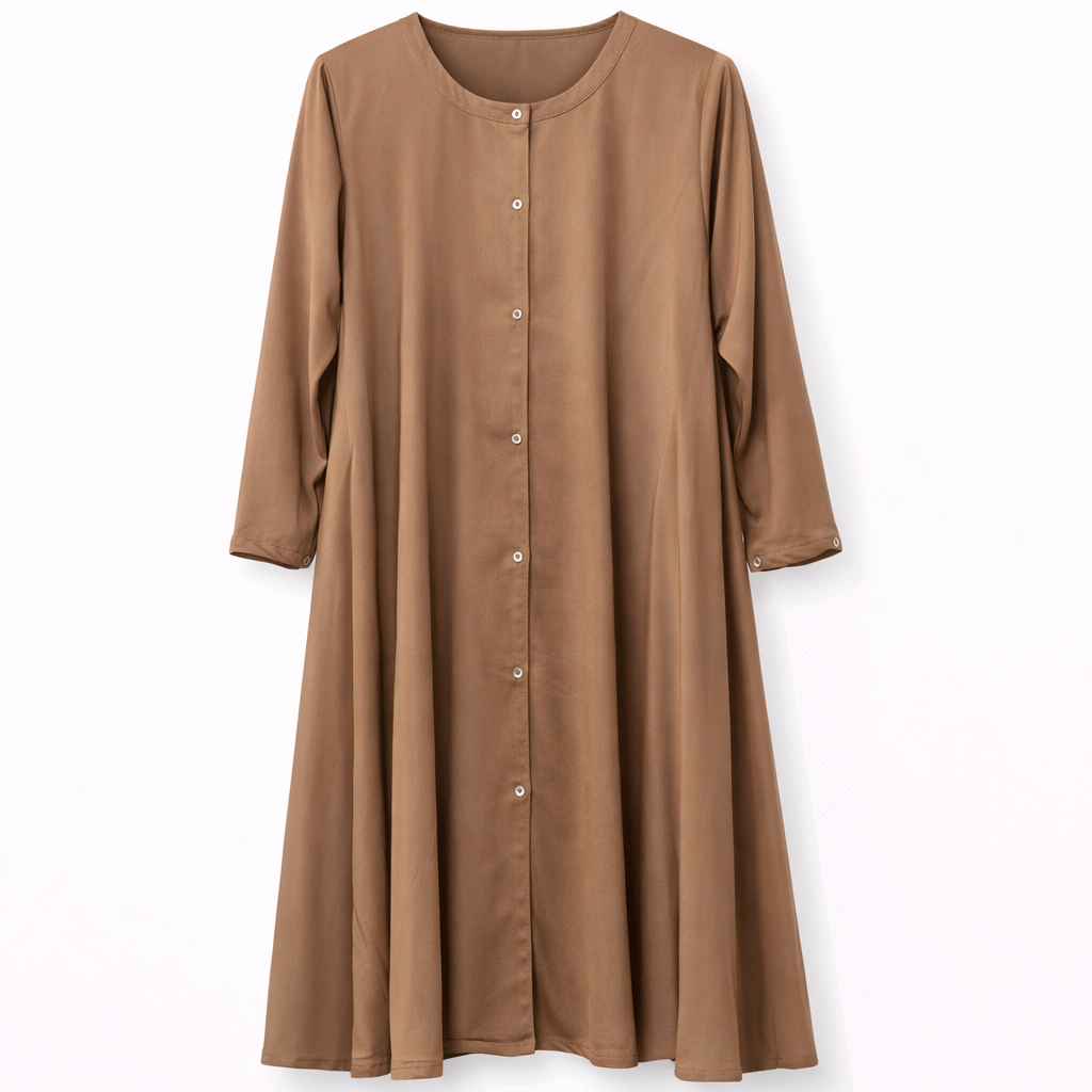 Double Front Open (Flare) - Crepe (Taupe Brown)