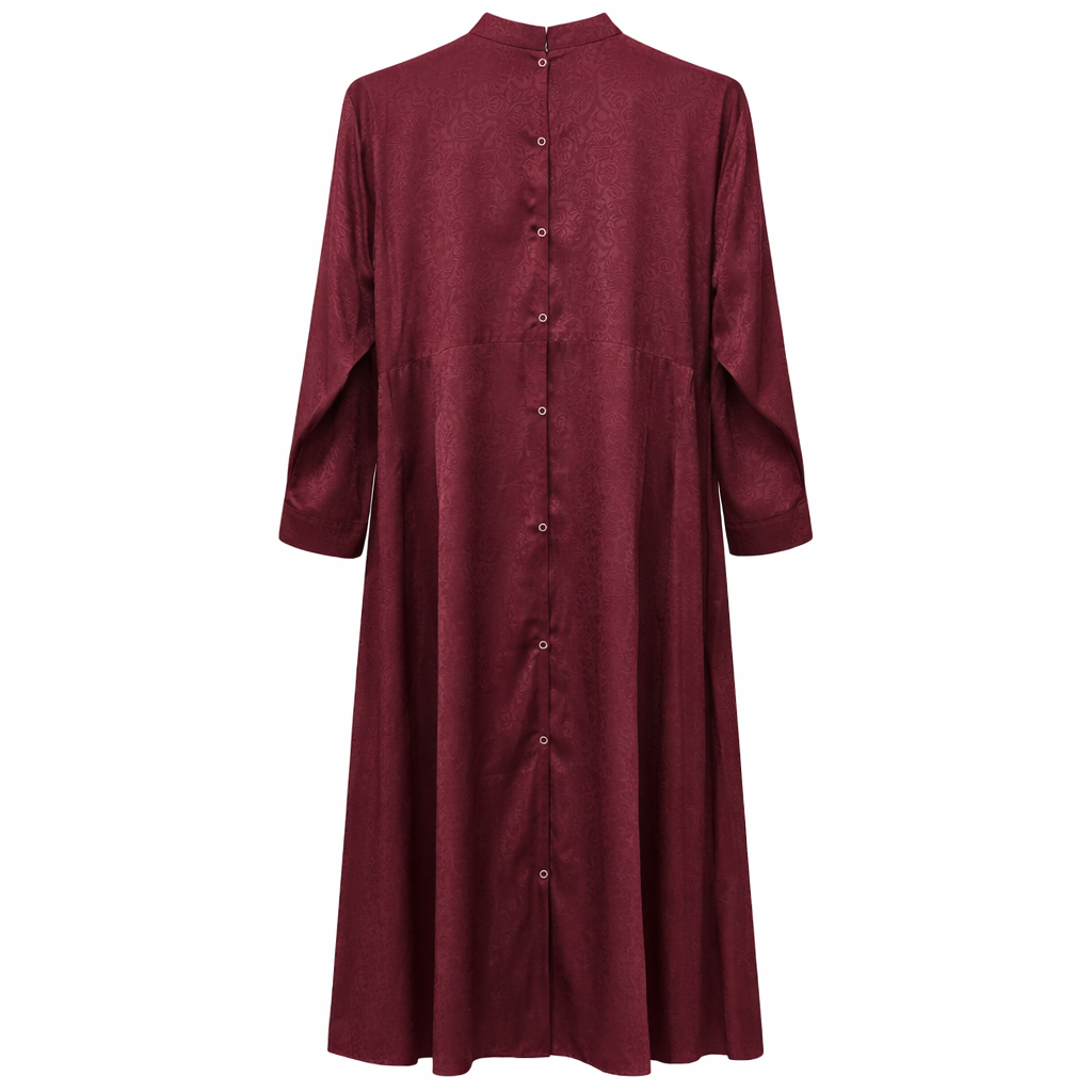 Front Open (Collar) - Maroon Self Jacquard Swill Pattern