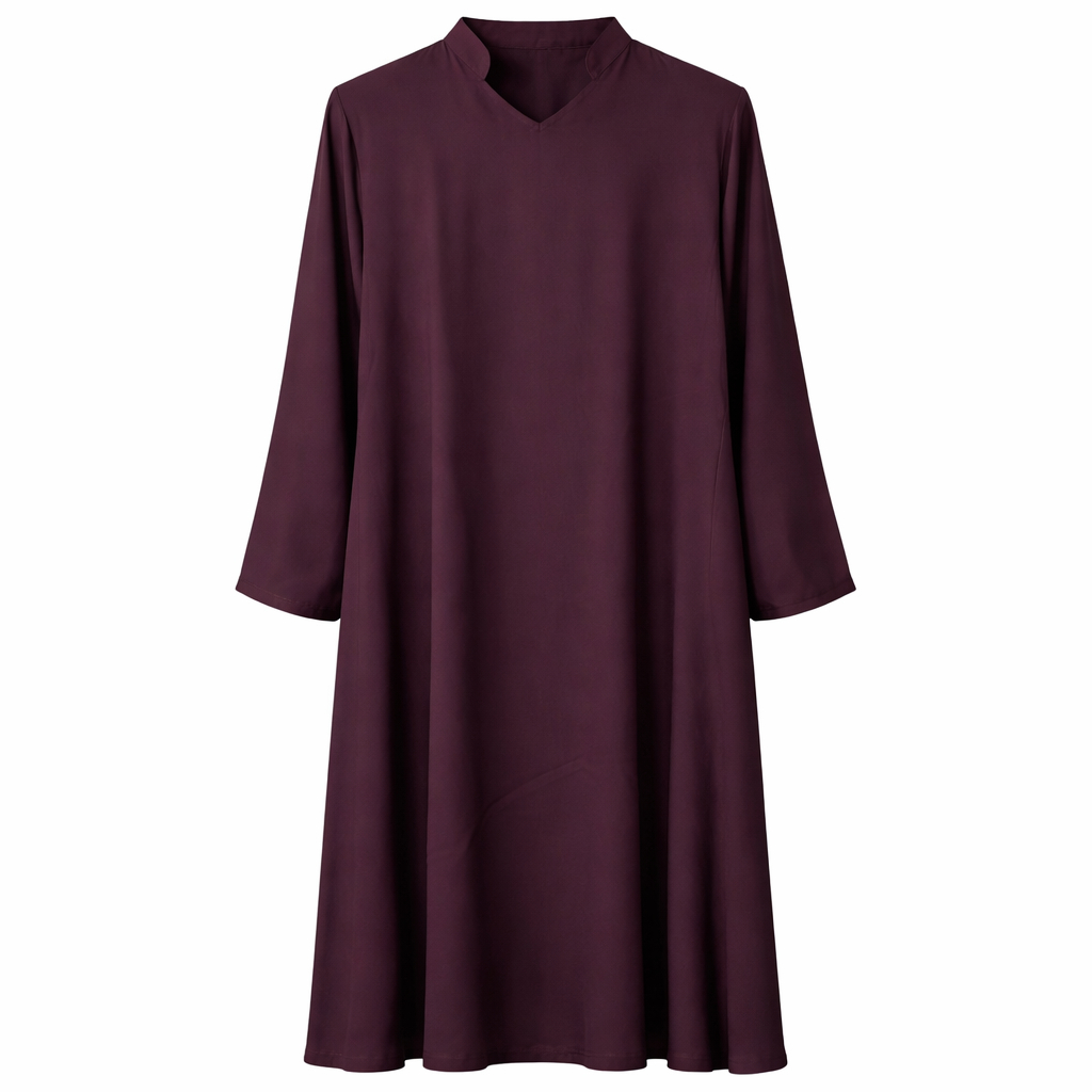 Front Open (Flare) x Collar - Premium Silk (Deep Wine Maroon)