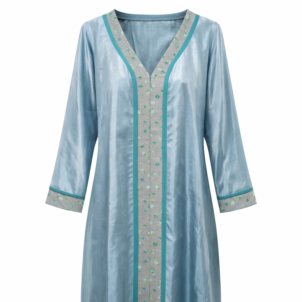 Chinese Neck x Front Closed - Ice Blue