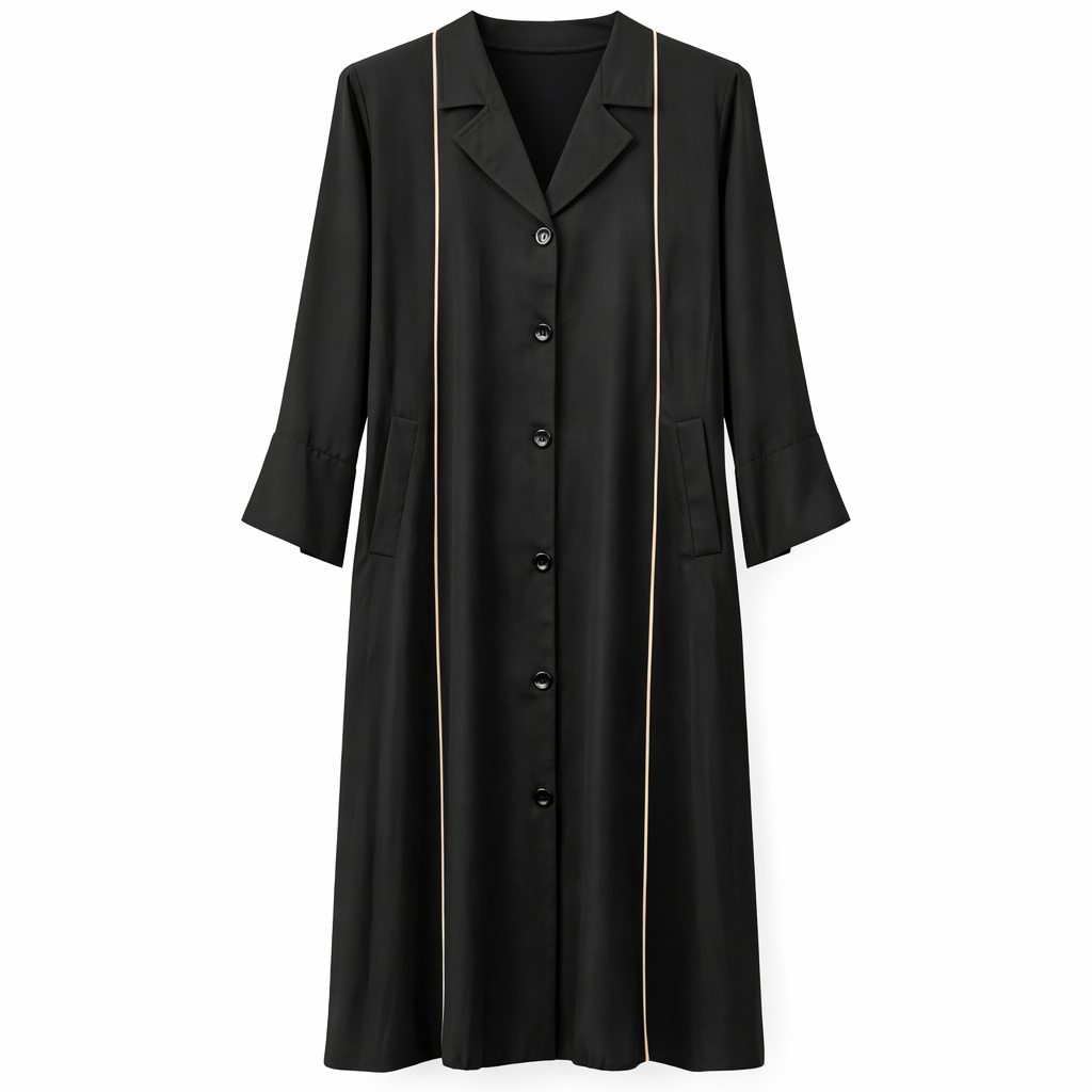 Coat Style x Straight Skin Lines - Shiny Crepe (Black)