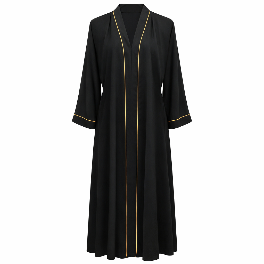 Chinese Neck x Front Open - Arabic (Black) x Golden Lines