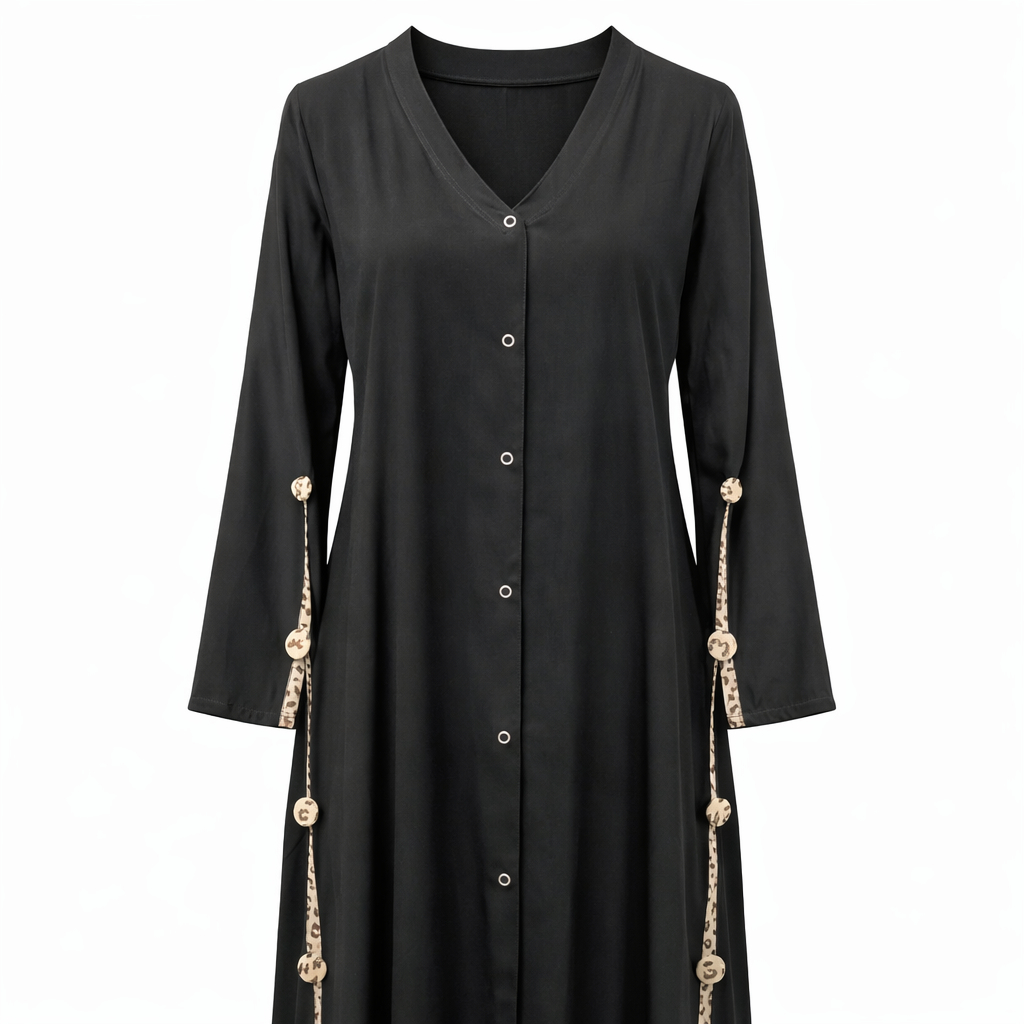 Front Open x Panel - Arabic (Black) x Printed Skin Leopard