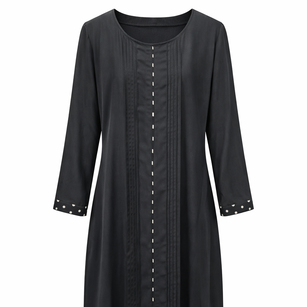 Front Closed x Pintuck Stitching - Silk (Black)