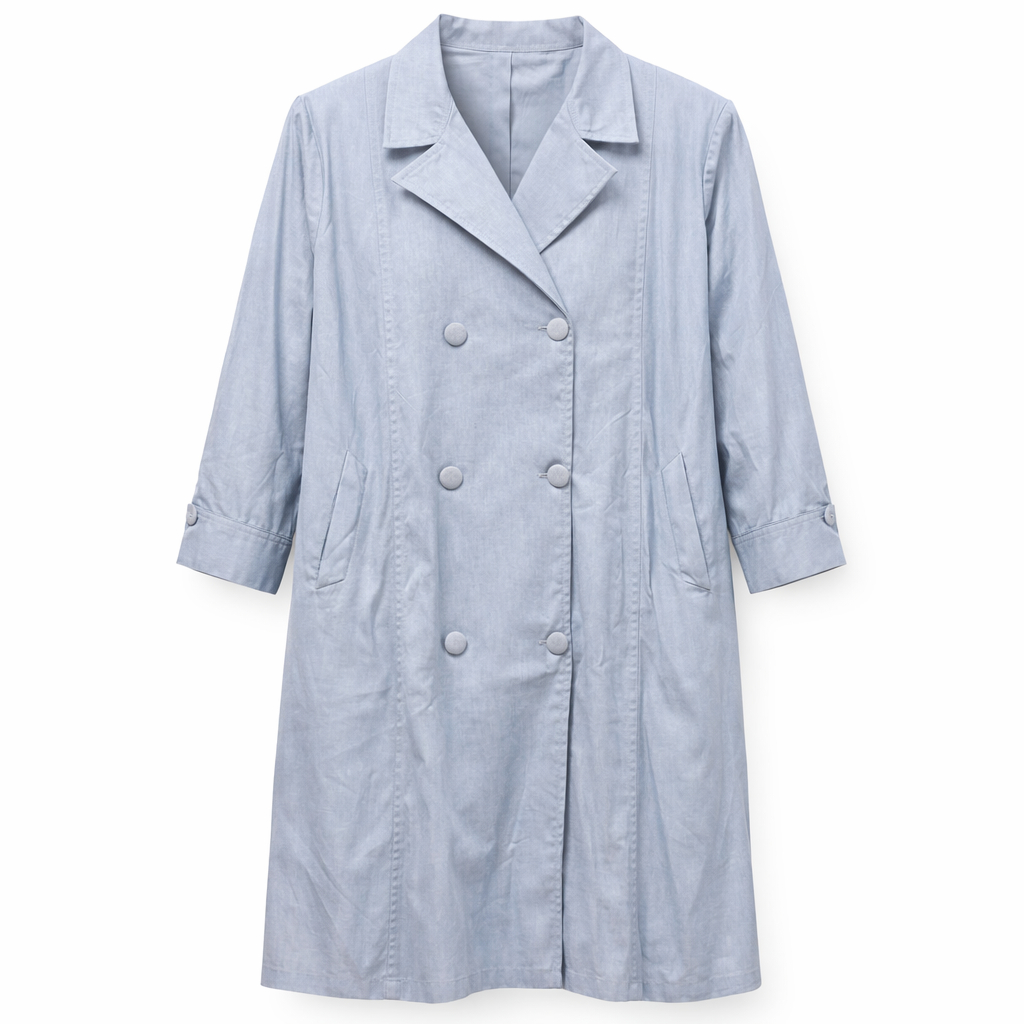 Coat Style Double Breasted - Wash & Wear (Light Blue)