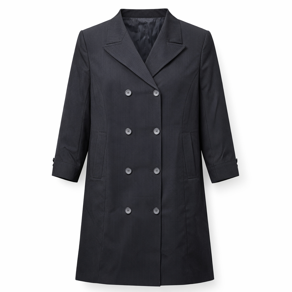 Coat Style Double Breasted - Ribbed Crepe (Black)