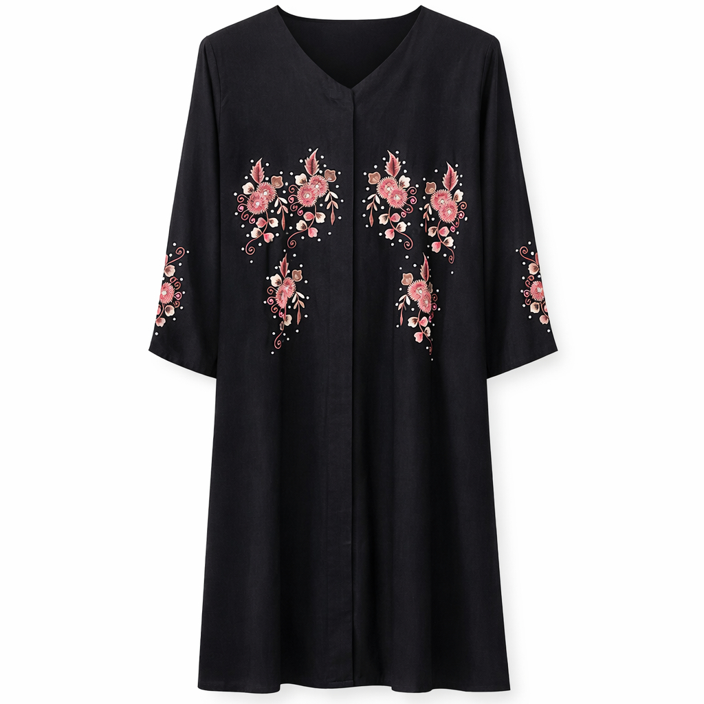 Hijab Ul Hareem x Floral Embroidery - Arabic (Black)