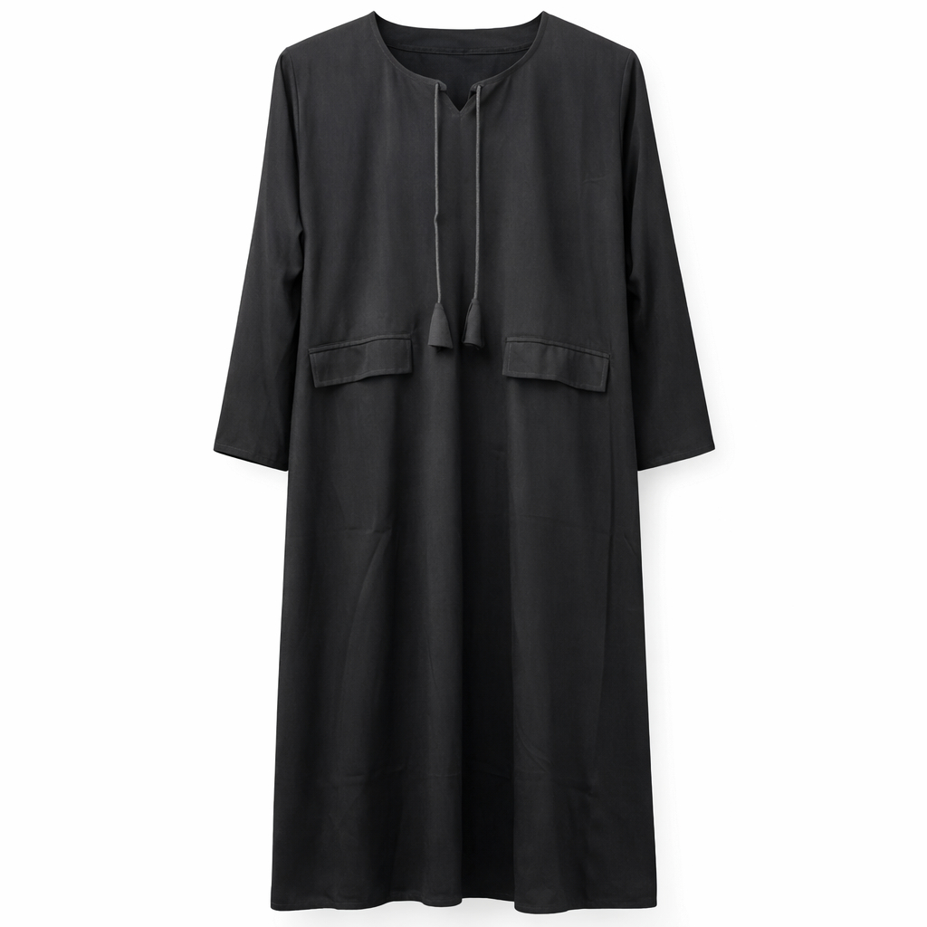 Front Closed x Slanted Welt Pockets - Thick Arabic (Black)
