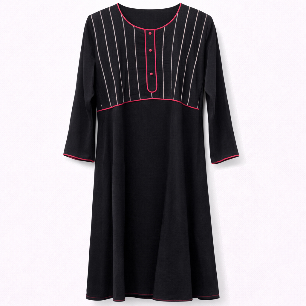 Front Closed x Color Stitch - Arabic (Black) x Maroon Lines