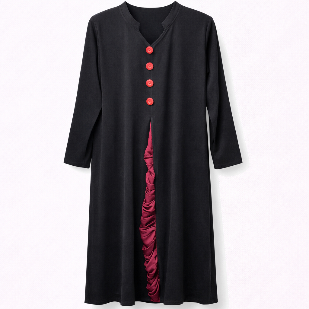 Front Closed x Open Cut (Front Draped Ruched) - Arabic (Black)