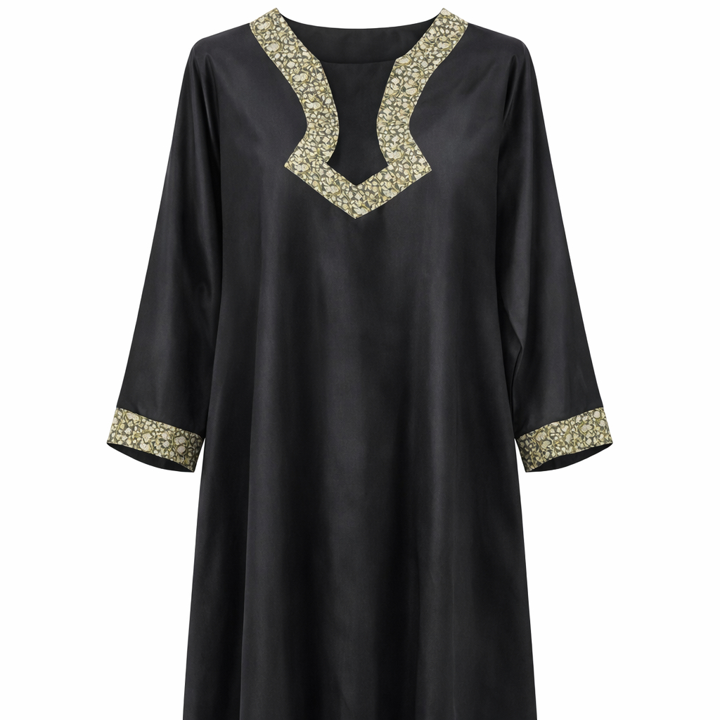 Front Closed x Brocade - Silky Crepe (Black)