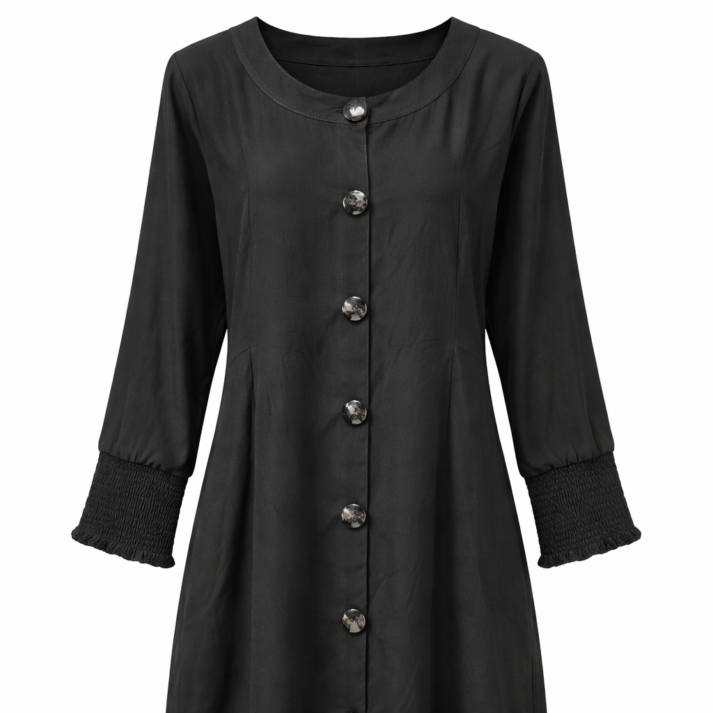 Front Open x Large Buttons x Smoked Cuffs - Arabic (Black)