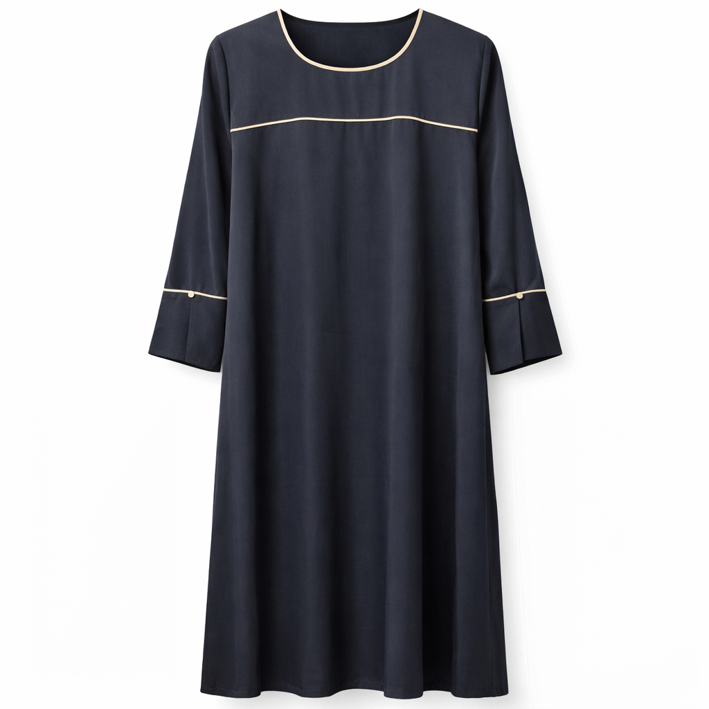 Front Closed x Lines (Cream) - Premium Silk (Steel Blue)