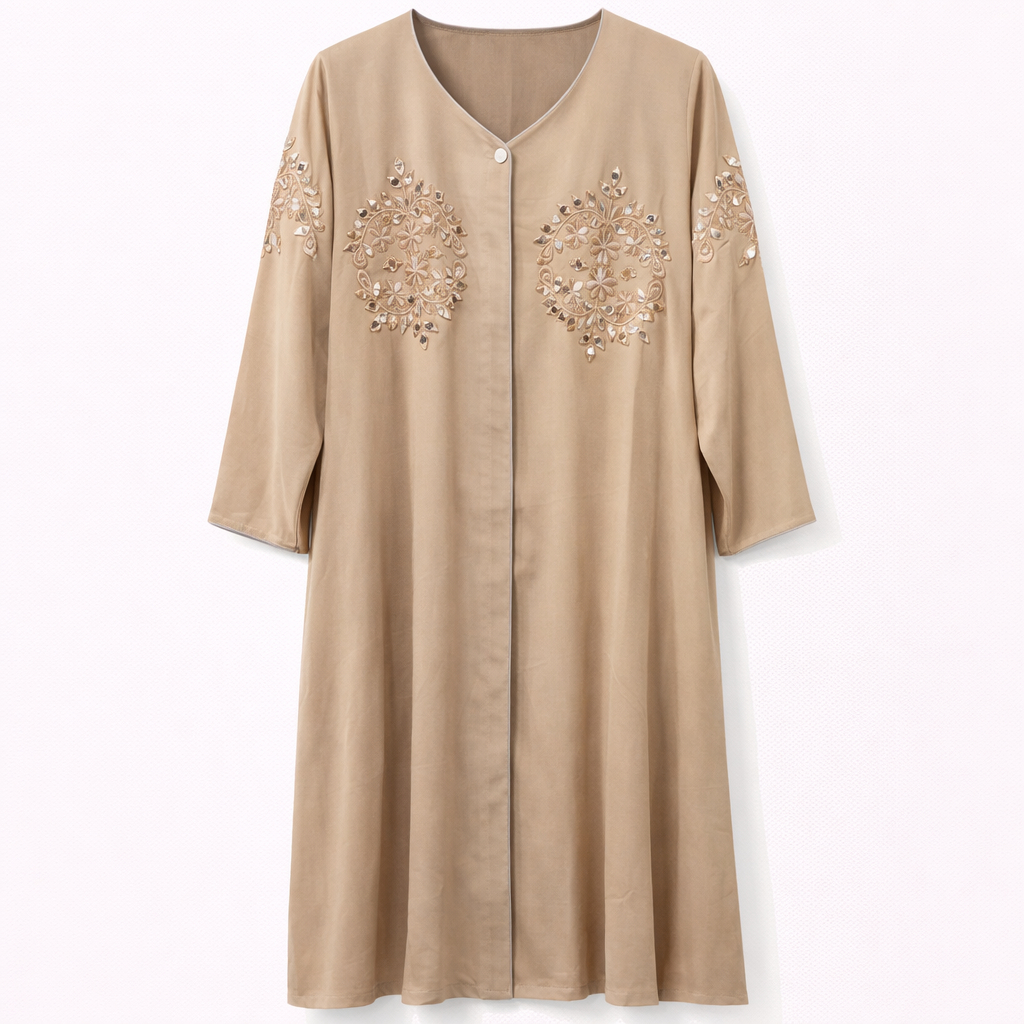 Hijab Ul Hareem x Embroidery x Mirror Work - Arabic (Beige)