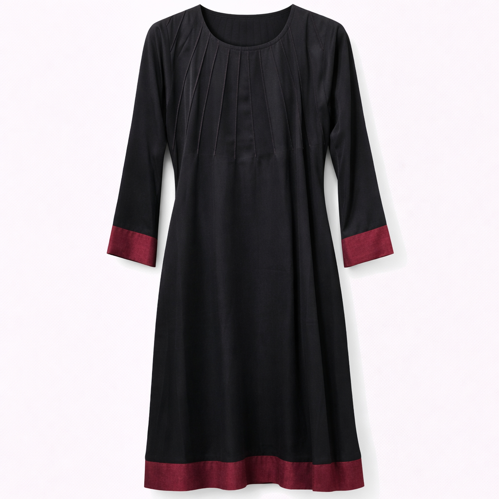 Front Closed x Pleats - Premium Silk (Black)