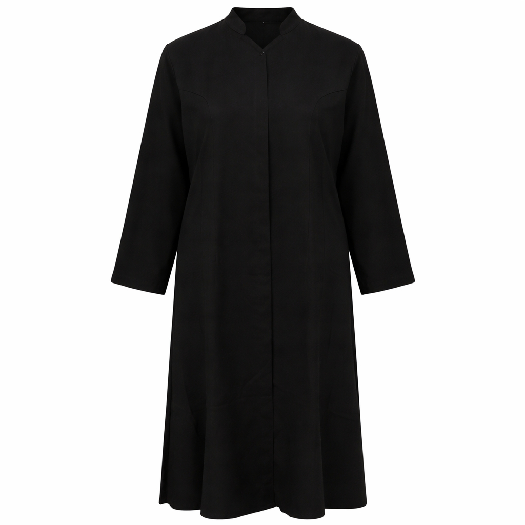 Front Open x Collar x Round Lines x Hidden Buttons - Arabic (Black)