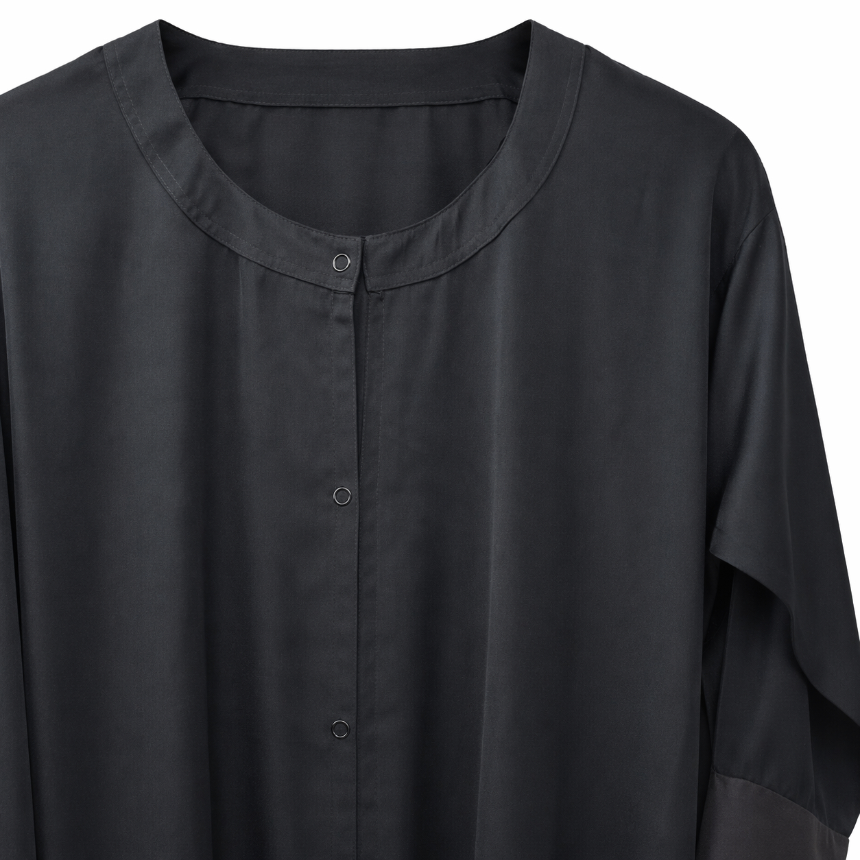 Front Open x Jersey Cuffs - Premium Silk (Black)