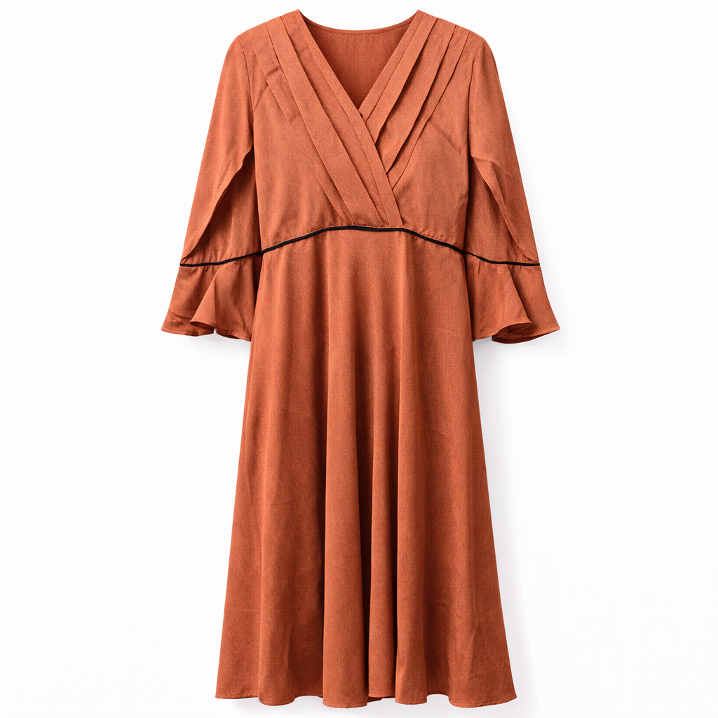 Front Closed x Panel Neck - Crepe (Dusty Peach)