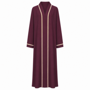 Chinese Neck x Premium Silk x Contrasting Lines - Burgundy
