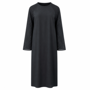 Front Closed x Premium Silk x Textured Sleeves - Black