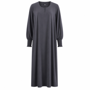 Plain x Crinkle Silk x Ribbed cuffs - Charcoal Grey